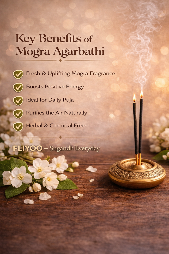 FLIYOO Mogra Agarbathi - Herbal Incense Joss Sticks (60 sticks)