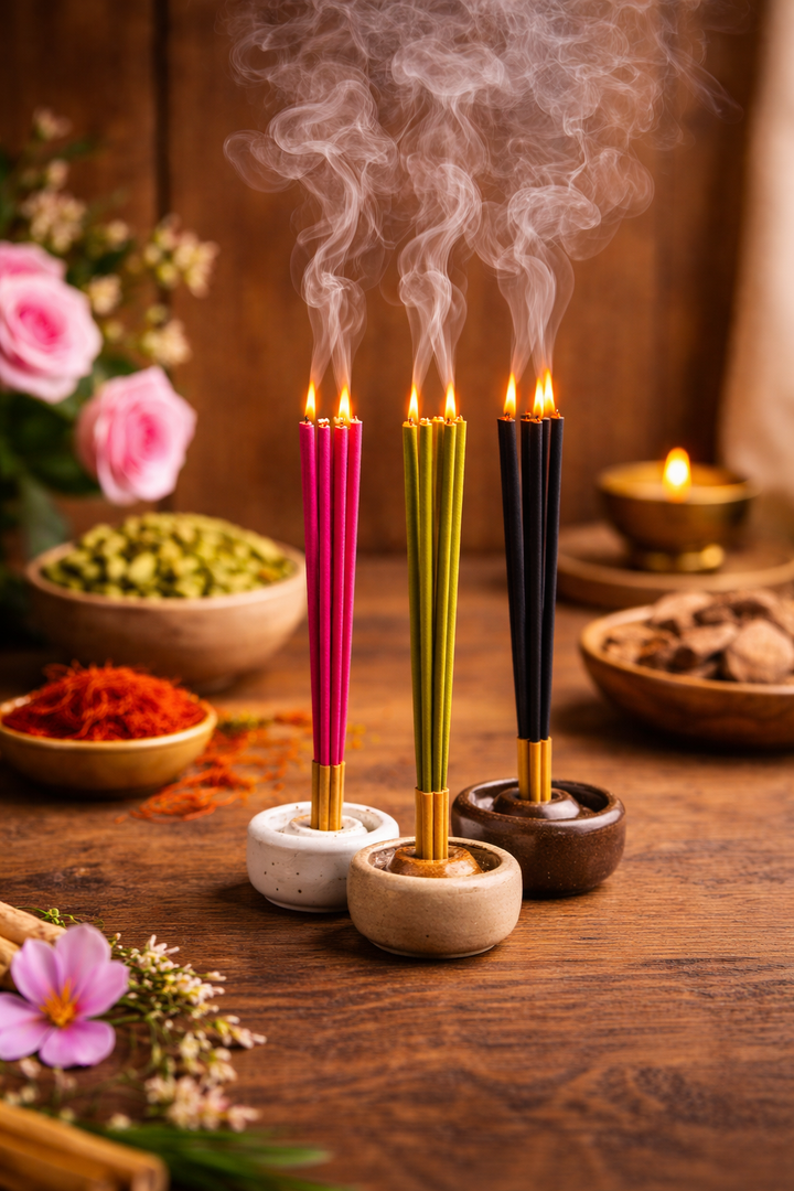 FLIYOO 3 In ONE Agarbathi - Herbal Incense Joss Sticks (60 sticks)