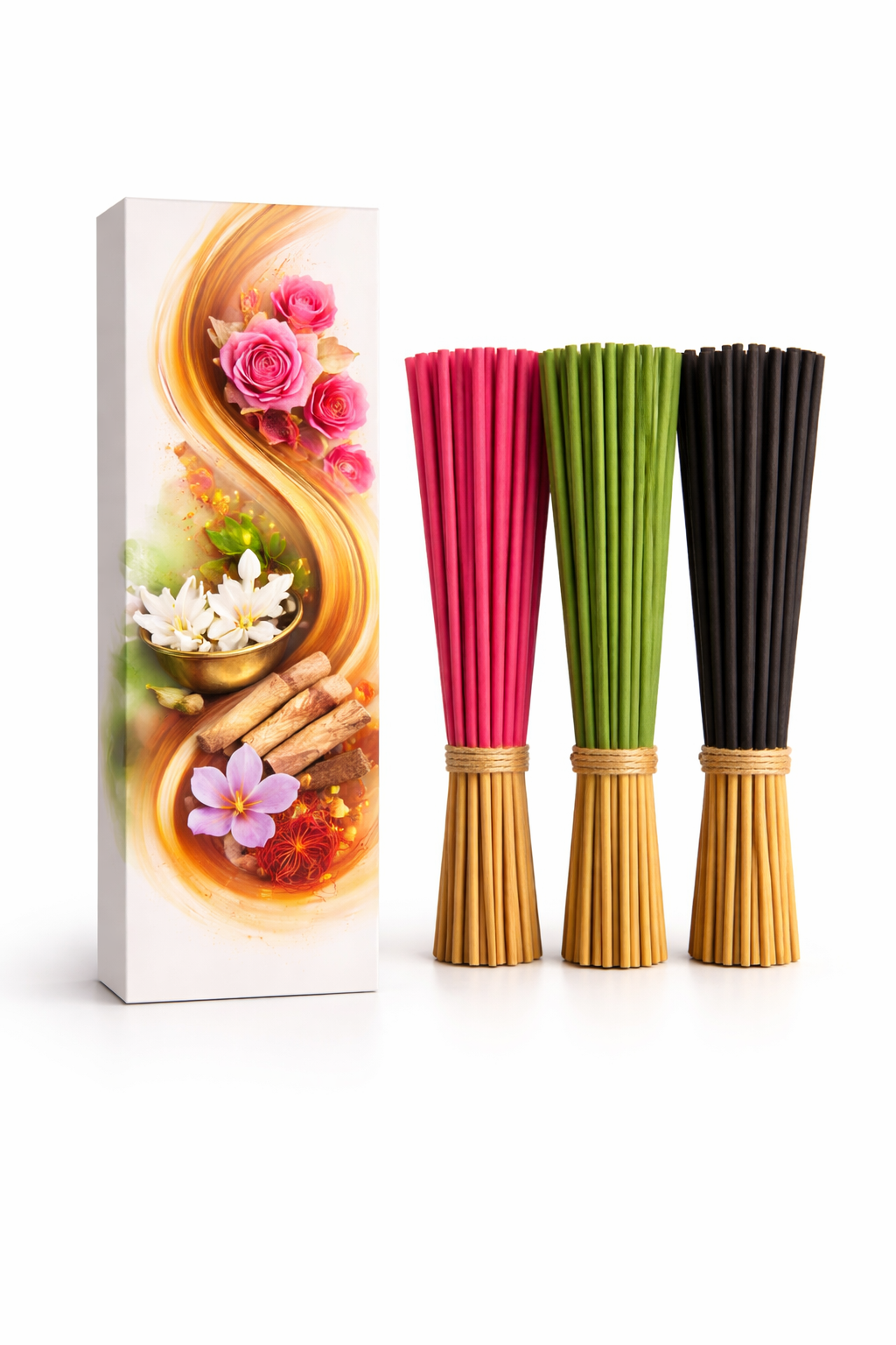 FLIYOO 3 In ONE Agarbathi - Herbal Incense Joss Sticks (60 sticks)