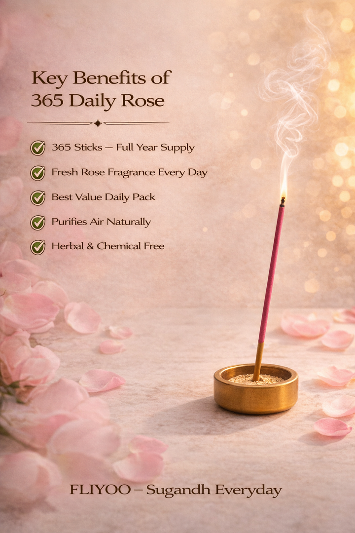 FLIYOO 365 Daily Rose Agarbathi - 365 Sticks
