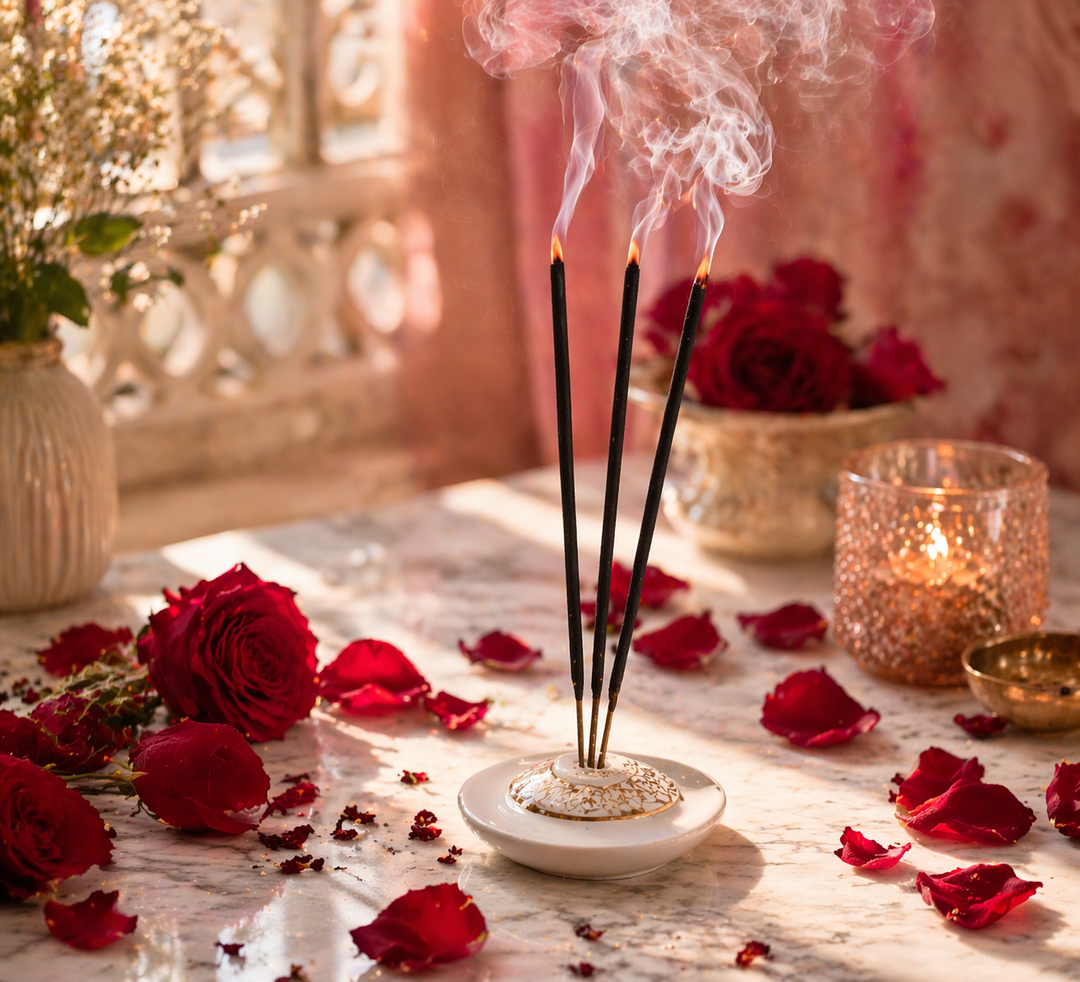 FLIYOO Rose Agarbathi - Herbal Incense Joss Sticks (60 sticks)