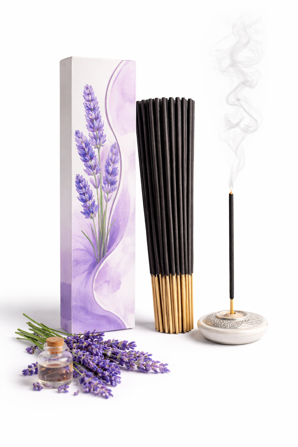 FLIYOO Lavender Agarbathi - Herbal Incense Joss Sticks (60 sticks)