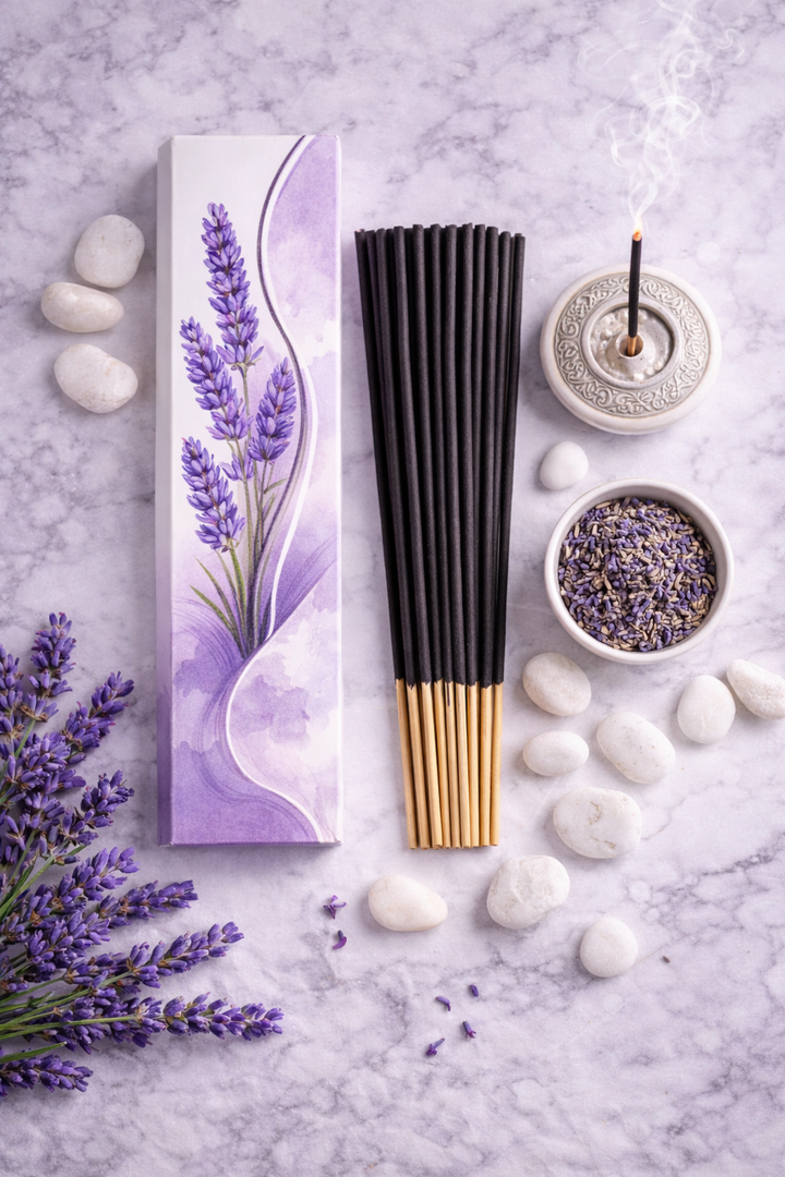 FLIYOO Lavender Agarbathi - Herbal Incense Joss Sticks (60 sticks)