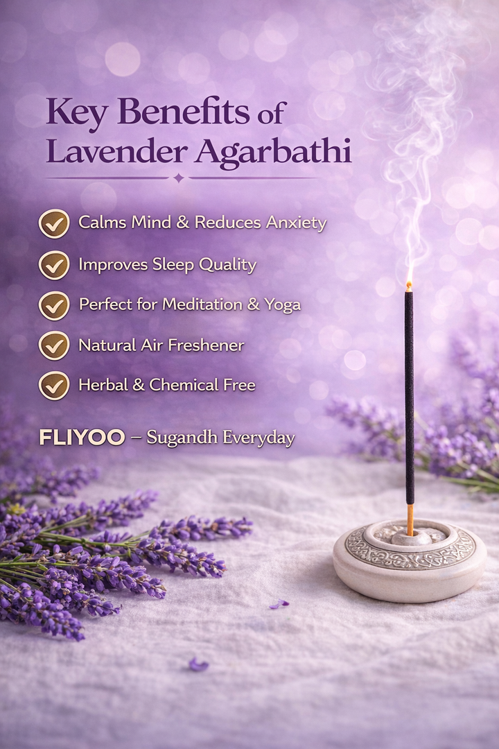 FLIYOO Lavender Agarbathi - Herbal Incense Joss Sticks (60 sticks)