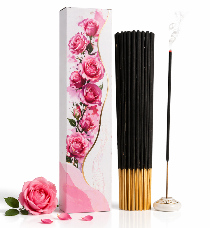 FLIYOO Rose Agarbathi - Herbal Incense Joss Sticks (60 sticks)